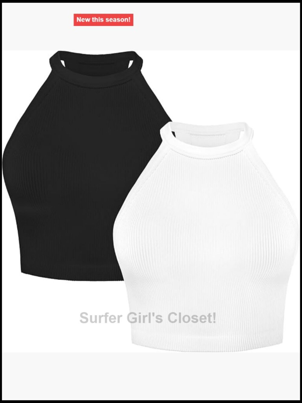 Ribbed Seamless Halter Neck Cropped Yoga Tank Top Women's